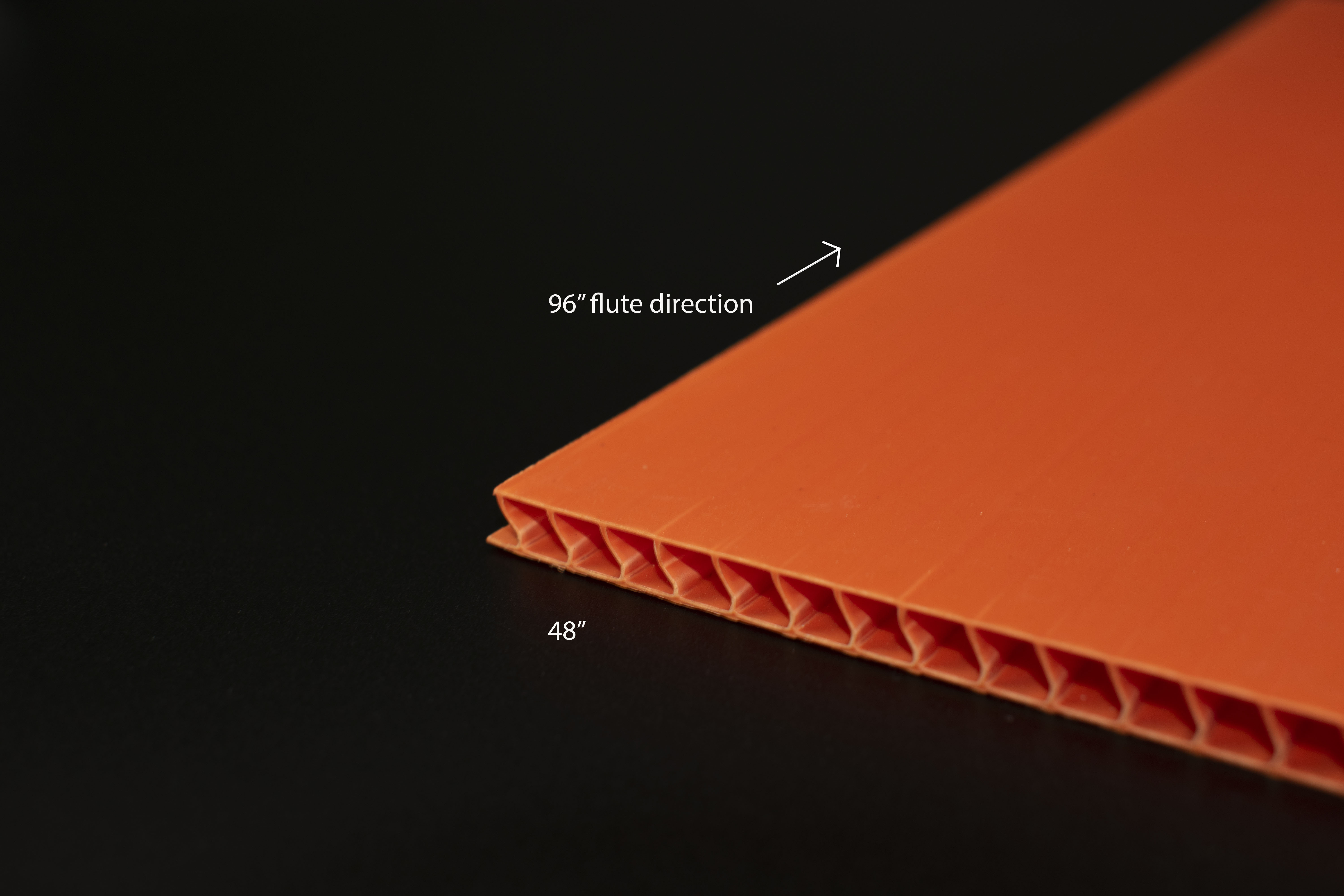 4mm 4x8FT ORANGE CORRUGATED POLYPRO - Fluted Polypro (Cor-X)